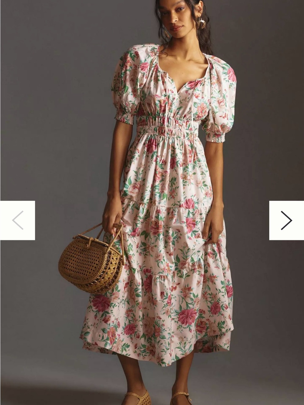EUC! Anthropologie somerset - Maxi Dress- Pink and Peach Floral Print- size XS